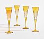 Antique Cut Champagne Flutes, Set of 4 - Amber