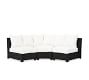 Palmetto All-Weather Wicker 3-Piece Rounded Armless Sectional Set, Black