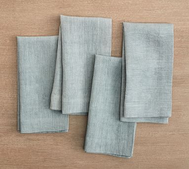 Mason Oversized Linen Napkins, Set of 4 - Dusty Blue