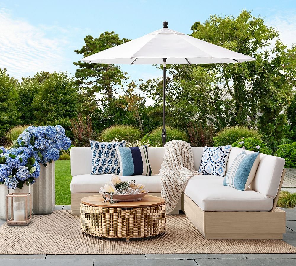 Indio Eucalyptus Modern Platform L-Shaped 3-Piece Outdoor Sectional (90&quot;)