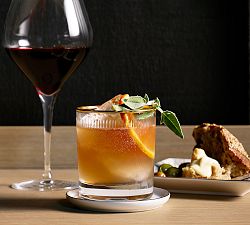 Etched Gold Rim Handcrafted Double Old Fashioned Glasses - Set of 4