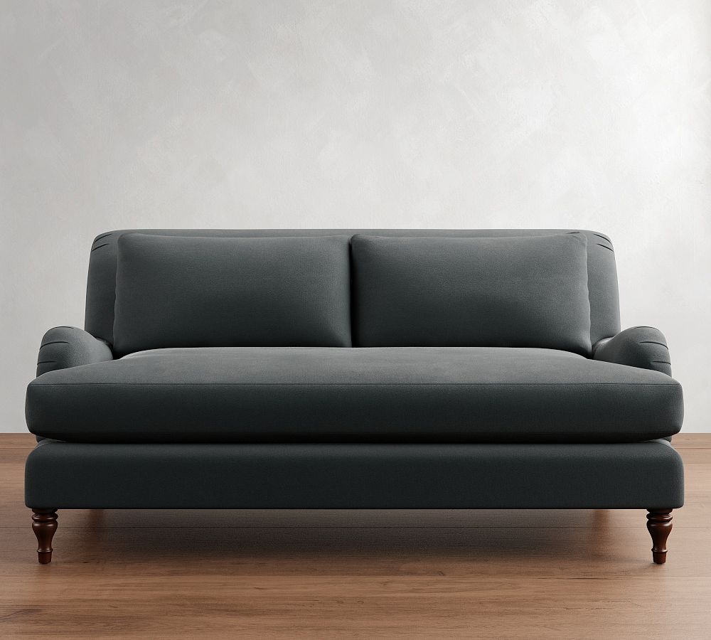 Open Box: Carlisle English Arm Upholstered Loveseat 71", with Bench Cushion, Polyester Wrapped Cushions, 71" w x 45" d x 34" h - Slate Performance Everydayvelvet