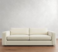 Carmel Square Arm Upholstered Grand Sofa 98.5&quot;, Down Blend Wrapped Cushions, Denim Warm White
