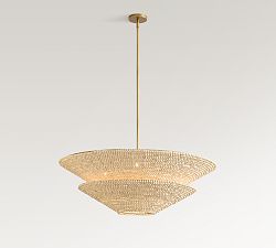 Bristol Wood Bead Tapered Tiered Pendant (40&quot;)
