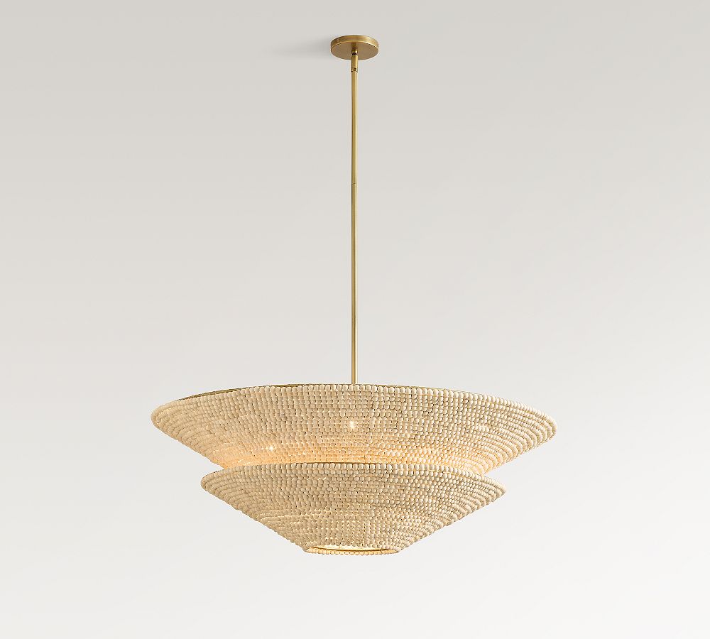 Bristol Wood Bead Tapered Tiered Pendant (40&quot;)