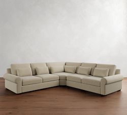 Big Sur Roll Arm Deep Seat 3-Piece L-Shaped Wedge Sectional (129&quot;)