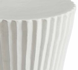 Fluted Clay Round Outdoor Side Table (14&quot;)