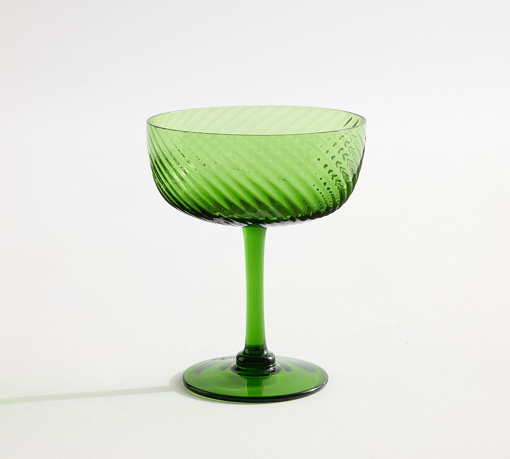 Green Swirl Coupe Glasses