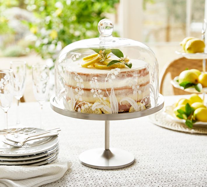 Cake Dome Vintage Square Cake Stand Tray Square Glass Dome Cover