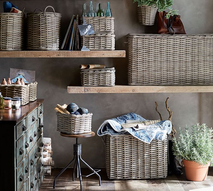 Aubrey Woven Oversized Lidded Storage Basket | Pottery Barn
