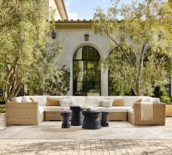 Modern Farmhouse Striped Outdoor Lumbar Pillow