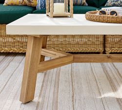 Rustic Farmhouse Concrete-Top Rectangular Outdoor Coffee Table (52&quot;)