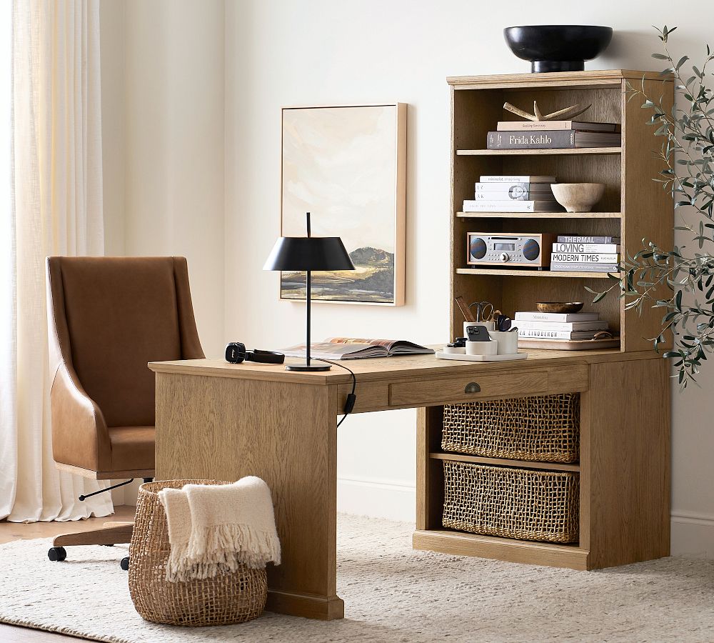 Printer's Peninsula Desk with 72&quot; Bookcase Suite