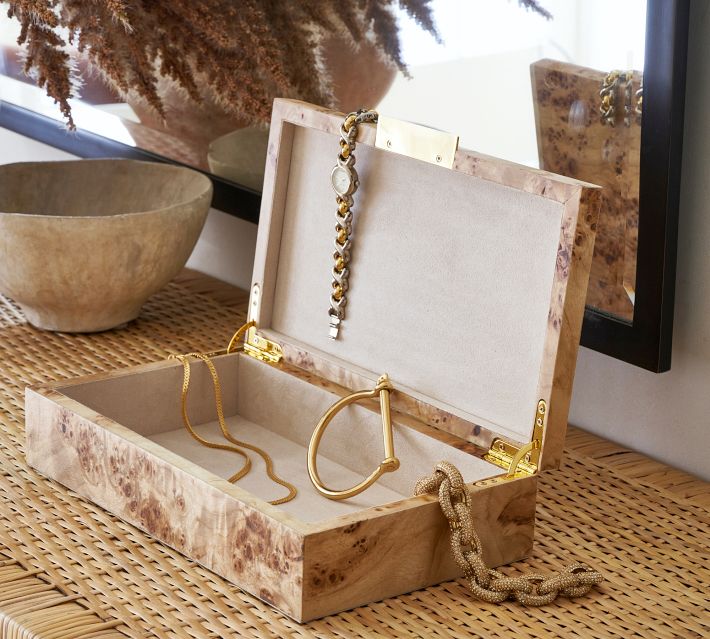 国内発*Pottery Barn Burlwood アクセサリー キャビネット Burlwood Jewelry Box | Pottery Barn