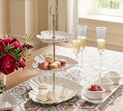 Heirloom Scalloped Heart Stoneware Tiered Stand