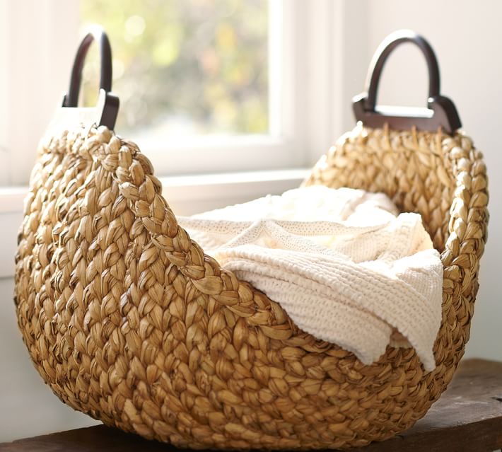 Beachcomber Wood Handled Storage Basket Pottery Barn