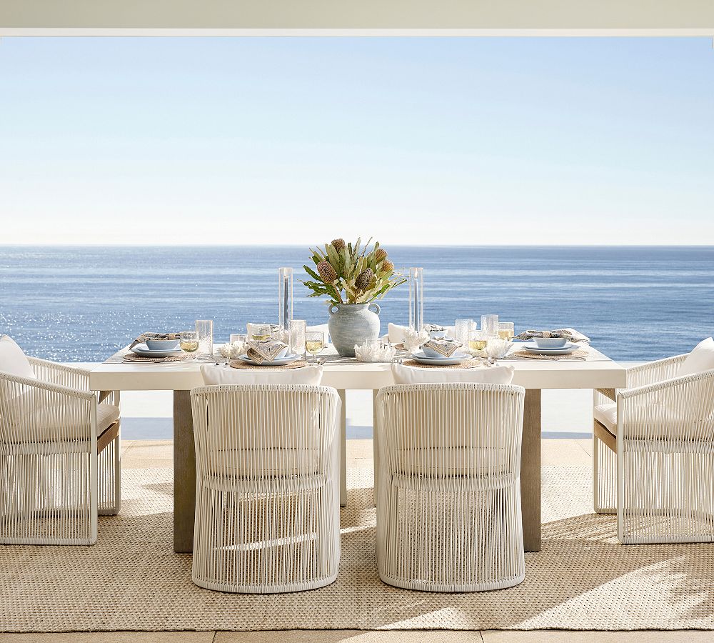 Pomona Concrete &amp; Acacia Rectangular Outdoor Dining Table (86&quot;)