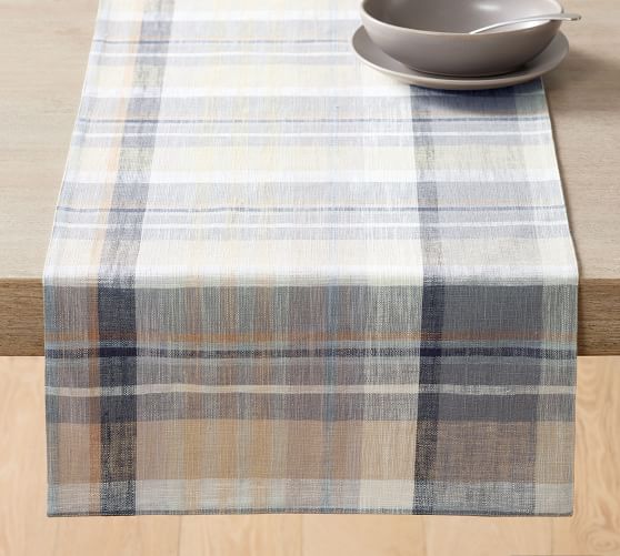 Montecito Plaid Cotton/Linen Table Runner