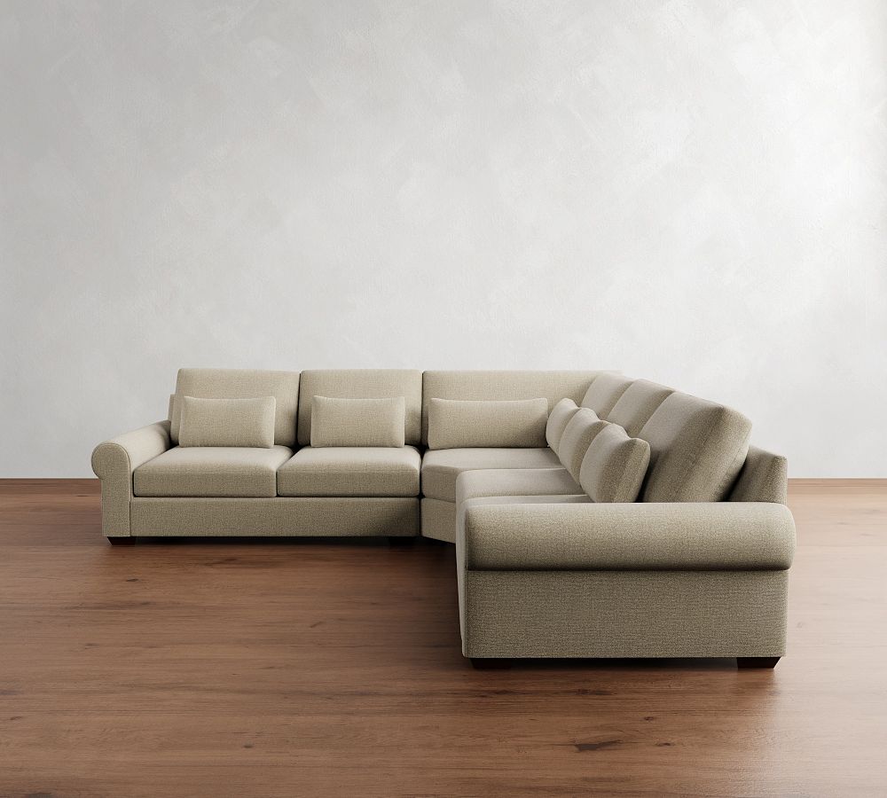 Big Sur Roll Arm Deep Seat 3-Piece L-Shaped Wedge Sectional (129&quot;)