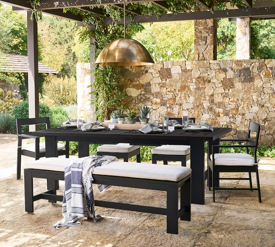 Malibu Metal Extending Rectangular Outdoor Dining Table (76"-103")
