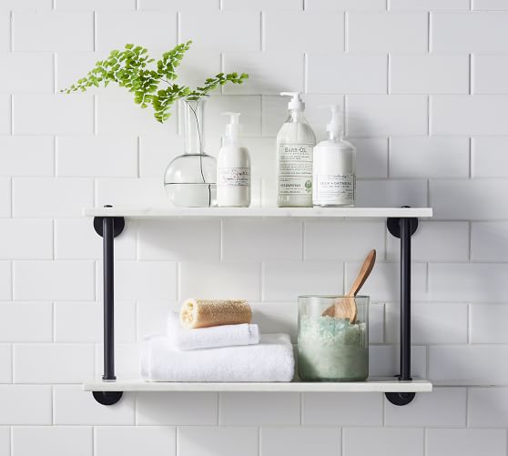 Linden Handcrafted Double Marble Shelf