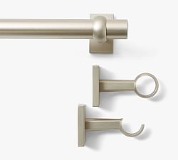 Open Box: Curtain Rod & Wall Bracket, 28-48", .75" Diam. - Pewter