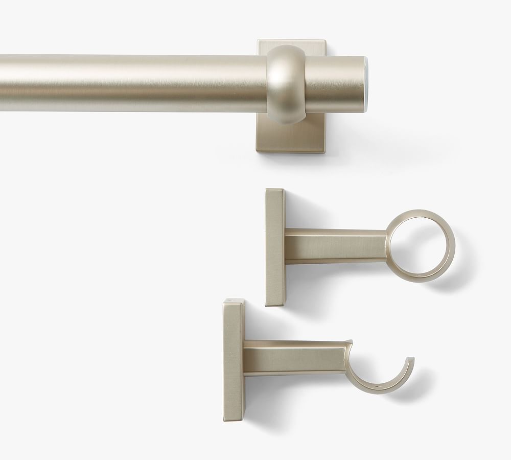 Open Box: Curtain Rod & Wall Bracket, 28-48", .75" Diam. - Pewter