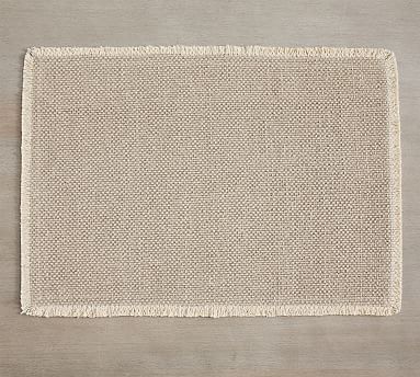 Mason Cotton Fringe Placemats, Set of 4 - Soft Gray