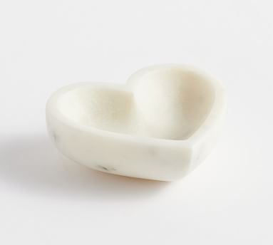 Handcrafted Marble Heart Tray, Small, - Ivory