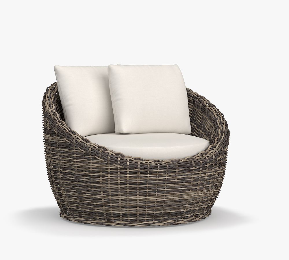 Open Box: Huntington All-Weather Wicker Papasan Swivel Outdoor Chair with Cushion, Individual - Gray