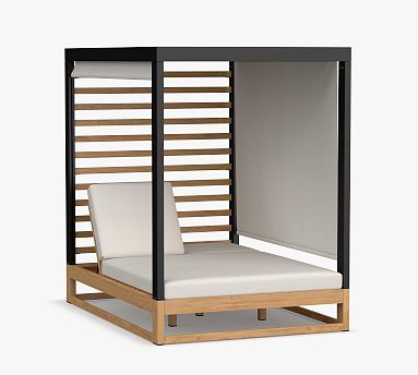Malibu Metal and Teak Daybed  with High Performance Cushion Covers