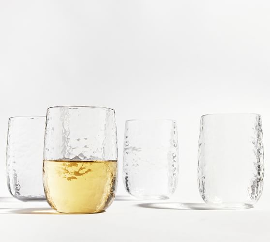Hammered Outdoor Stemless Wine Glasses