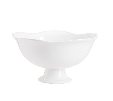 Emma Beaded Stoneware Footed Serving Bowl - True White