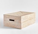 Tava Woven Utility Basket, Low Lidded, Whitewash