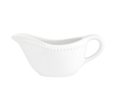 Emma Beaded Stoneware Gravy Boat - True White