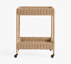 Open Box: Huntington Wicker 26" Outdoor Rolling Bar Cart - Natural