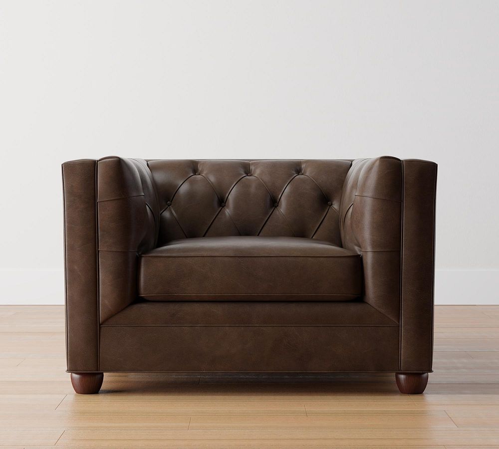 Open Box: Chesterfield Square Arm Leather Chair