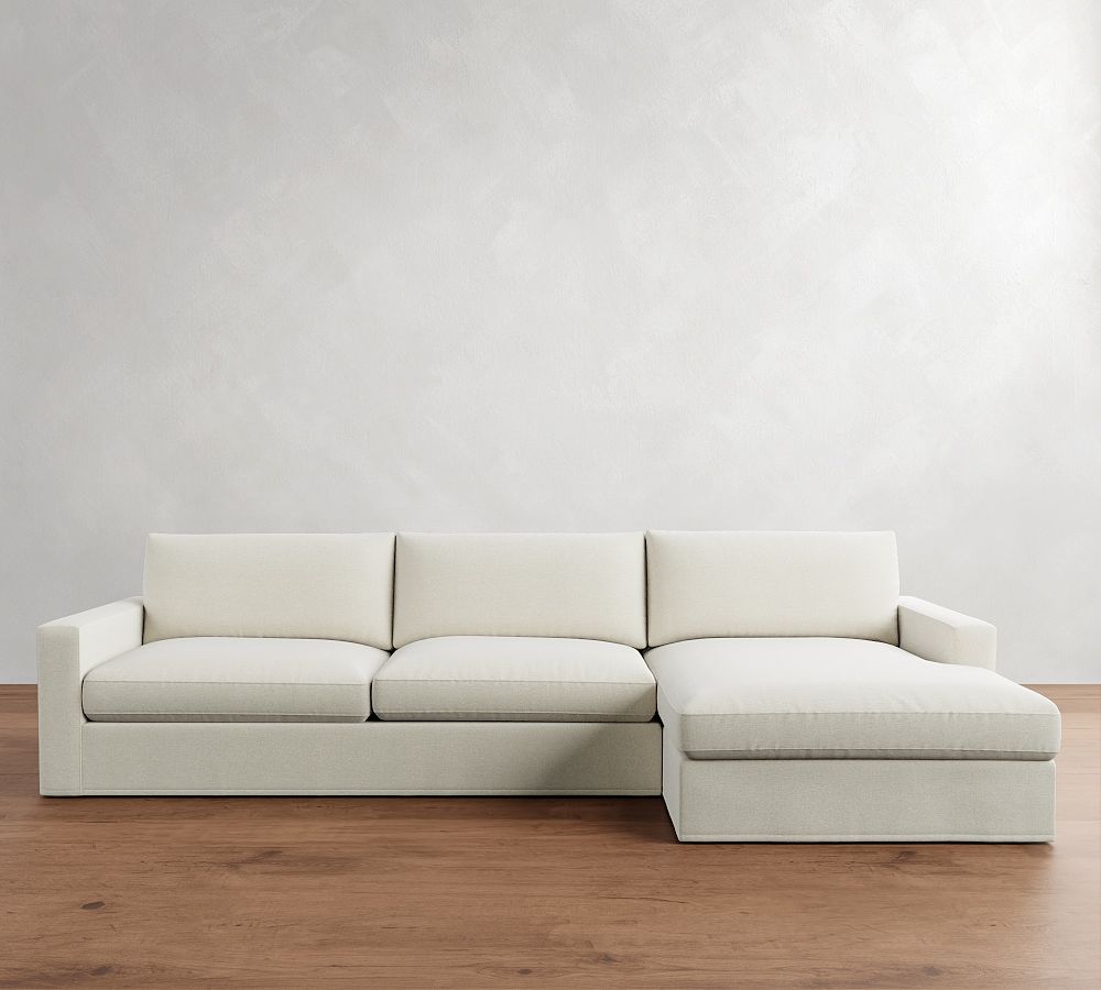 Westwood Square Arm Slipcovered Chaise Sectional (131&quot;&ndash;149&quot;)