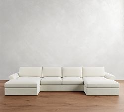 Westwood Roll Arm Slipcovered Double Chaise Sectional (177&quot;&ndash;197&quot;)