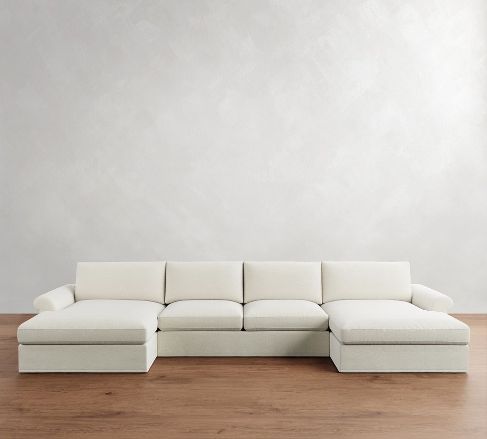 Westwood Roll Arm Slipcovered Double Chaise Sectional (177&quot;&ndash;197&quot;)