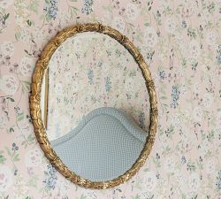 Marguerite Gilded Floral Round Wall Mirror