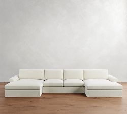 Westwood Roll Arm Slipcovered Double Chaise Sectional (177&quot;&ndash;197&quot;)