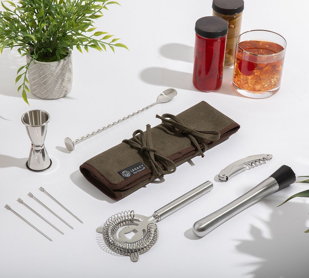 Greenpoint Waxed Canvas 10-Piece Bar Tool Set
