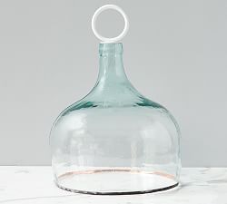 Open Box: Artisan Recycled Glass Cake Dome with Iron Handle (14&quot;) - White