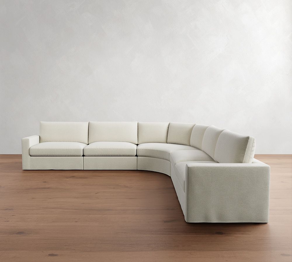 Westwood Square Arm Slipcovered 5-Piece Curved Wedge Sectional (151&quot;)