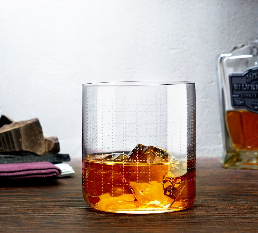 Open Box: Finesse Grid Crystal Drinking Glasses - Set of 4