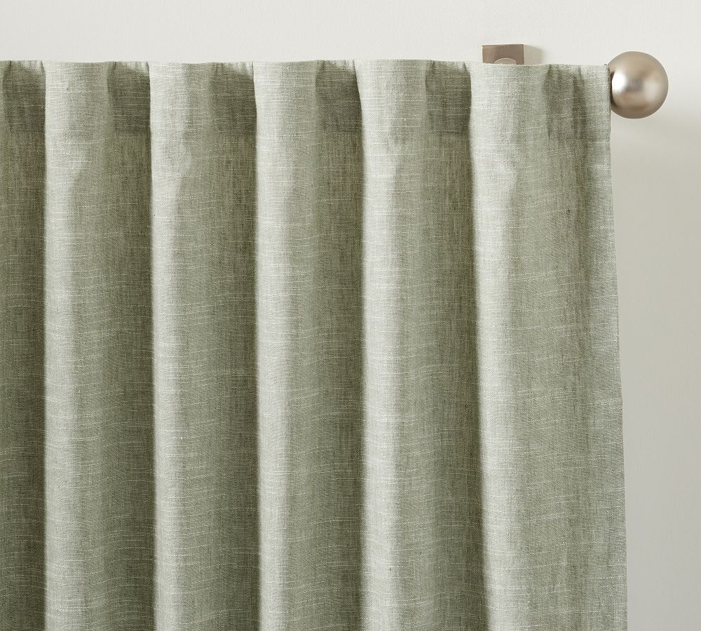 Open Box: Emery Linen Curtain, 50"W x 84"L -Eucaplyptus