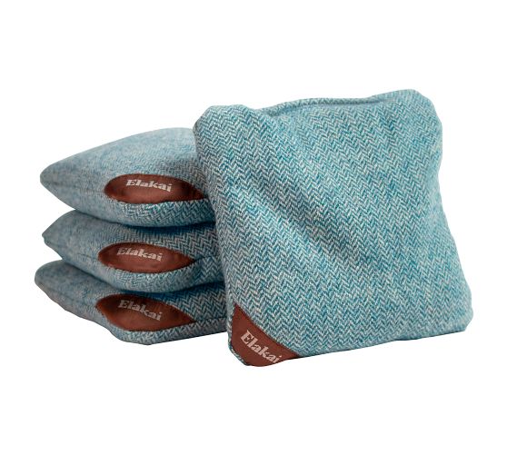 Herringbone cornhole bags (set of 4, sky blue)