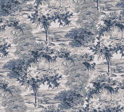 Jardin Toile Wallpaper, Sample - Blue