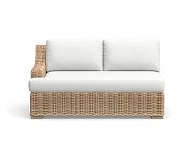 Huntington Sectional Cushion Cover RA/LA Loveseat Slope Arm, High Performance Canvas; White